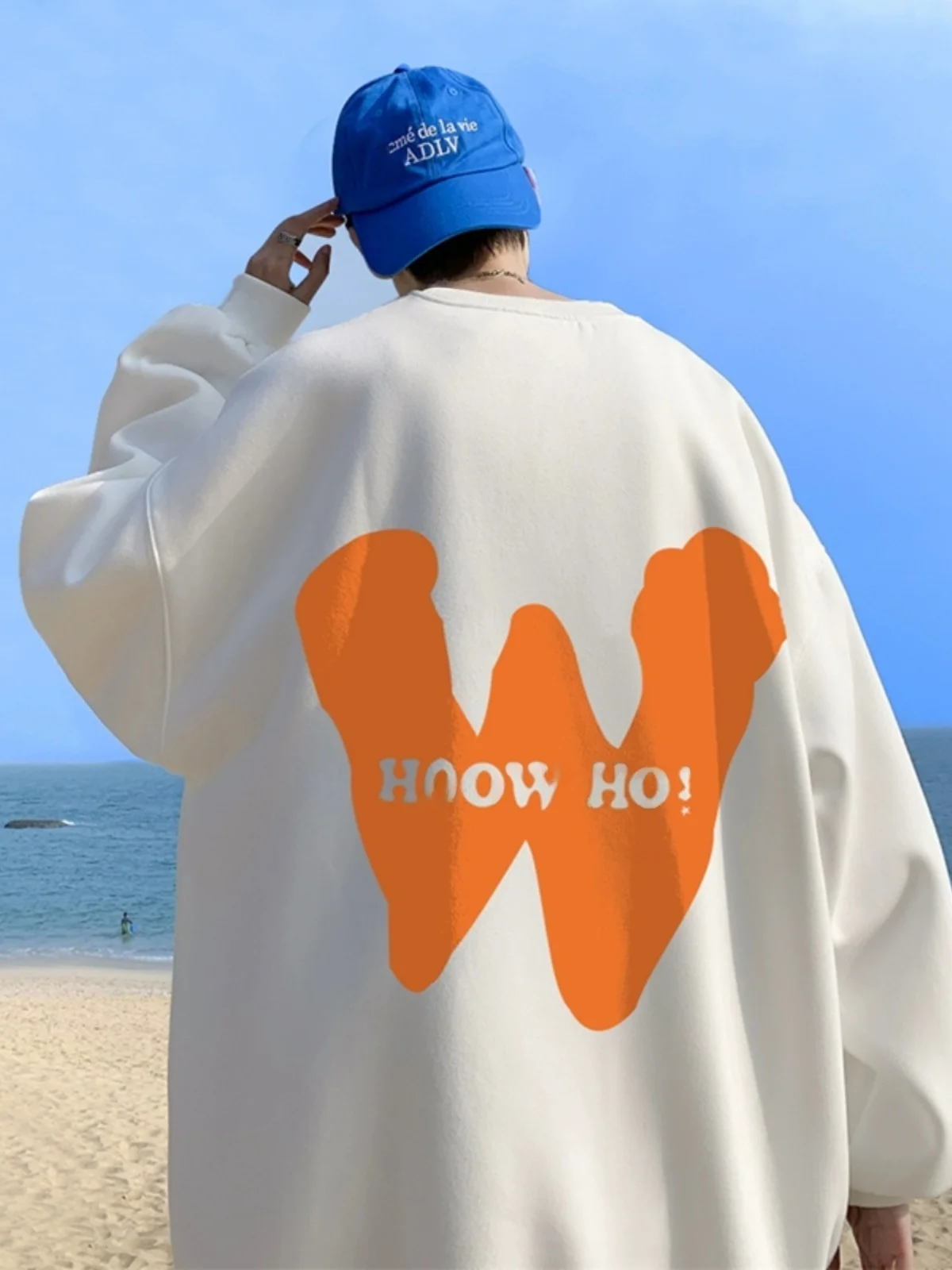 

Heavyweight White Oversize Long Sve Men's Hoodie High Street Sle Trendy Base Layer irt Comfortable Cotton round Ne P...