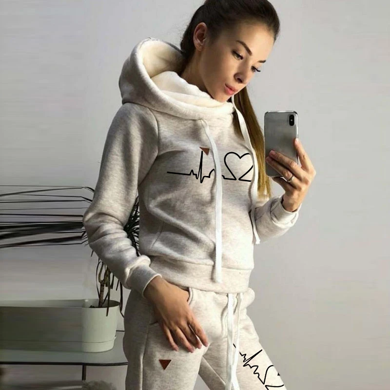 Sweats à capuche et pantalons à capuche pour femmes, pull Love Coussins, vêtements féminins décontractés imbibés PVD, survêtement, automne,