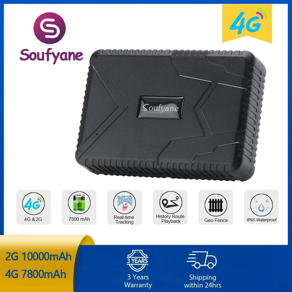 Soufyane 4G Car GPS Tracker TK915 GPS Locator 10000mAh Magnet Waterproof IP65 GPS Car Tracker Tamper Alert LIFETIME FREE APP