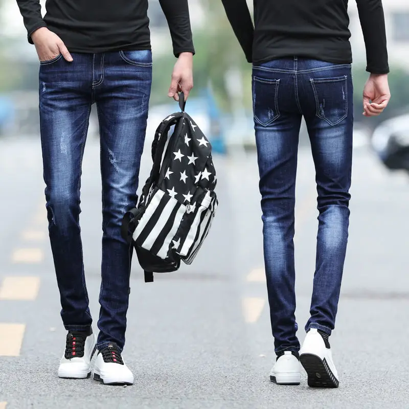 

New Arrivals 2024 Korean Style Teen CowBoys Skinny Jeans Stretch Men's Casual Slim Jeans Spring Autumn Denim Pencil Pants Male