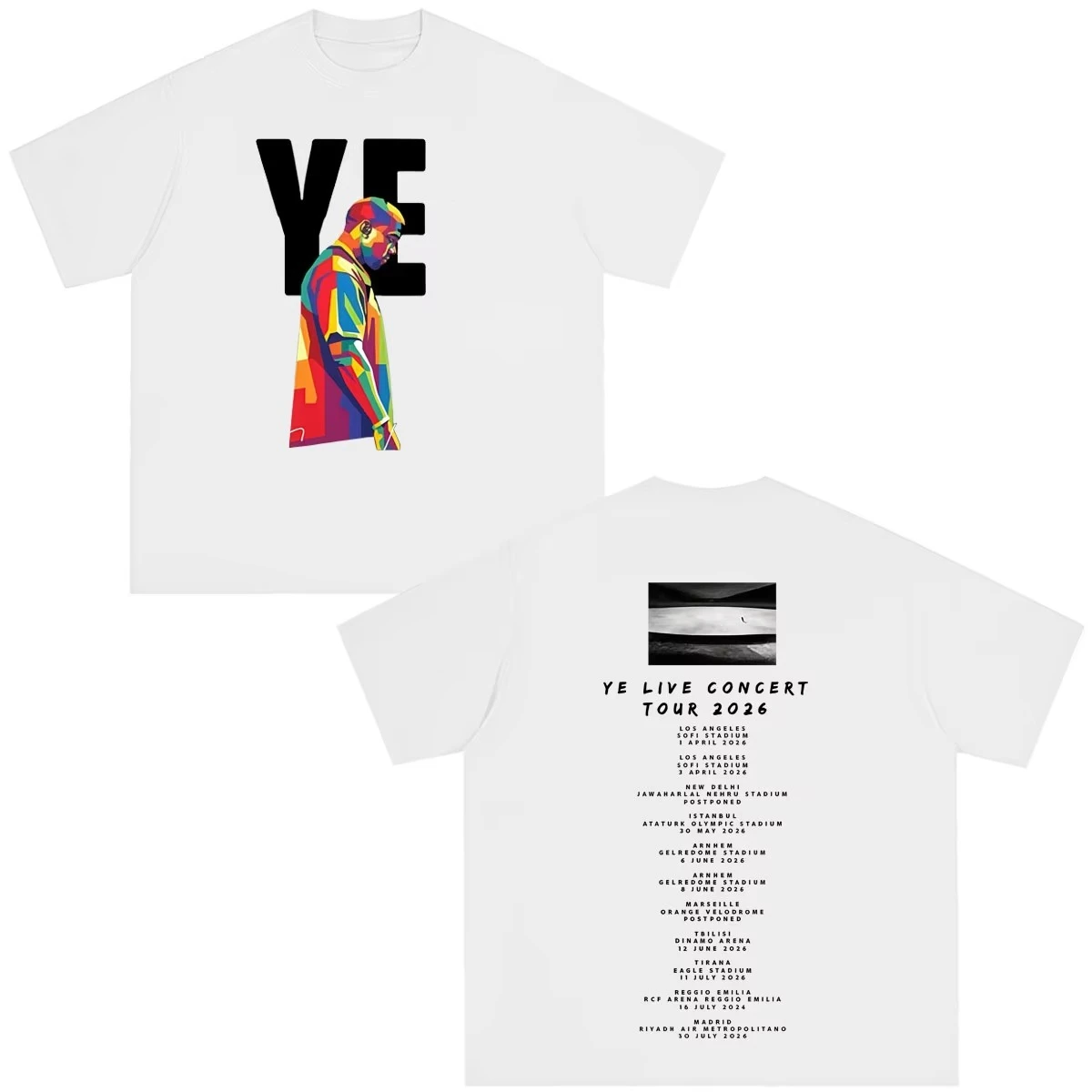 Rapper Kanye West Tour 2026 Print T-shirt Unisex Cotton Vintage T-shirt Short Sleeve Casual Clothing Y2K Hip Hop Streetwear Top