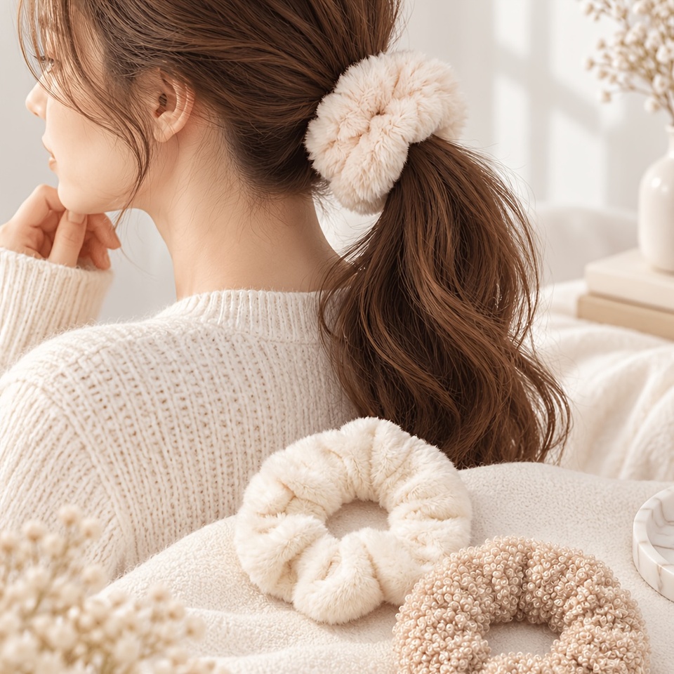 3pcs Autumn/Winter Plush Large Intestine Hair Hoop Girl Forest Hair Accessories Solid Color Sweet Wind Hair Hoop
