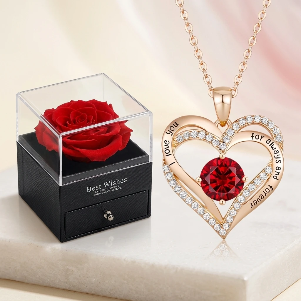 Women's Stainless Steel Permanent Rose Necklace - Jewelry Gift Box Suitable for Valentine's Day,Mother's Day,Birthdays Christmas - view 3