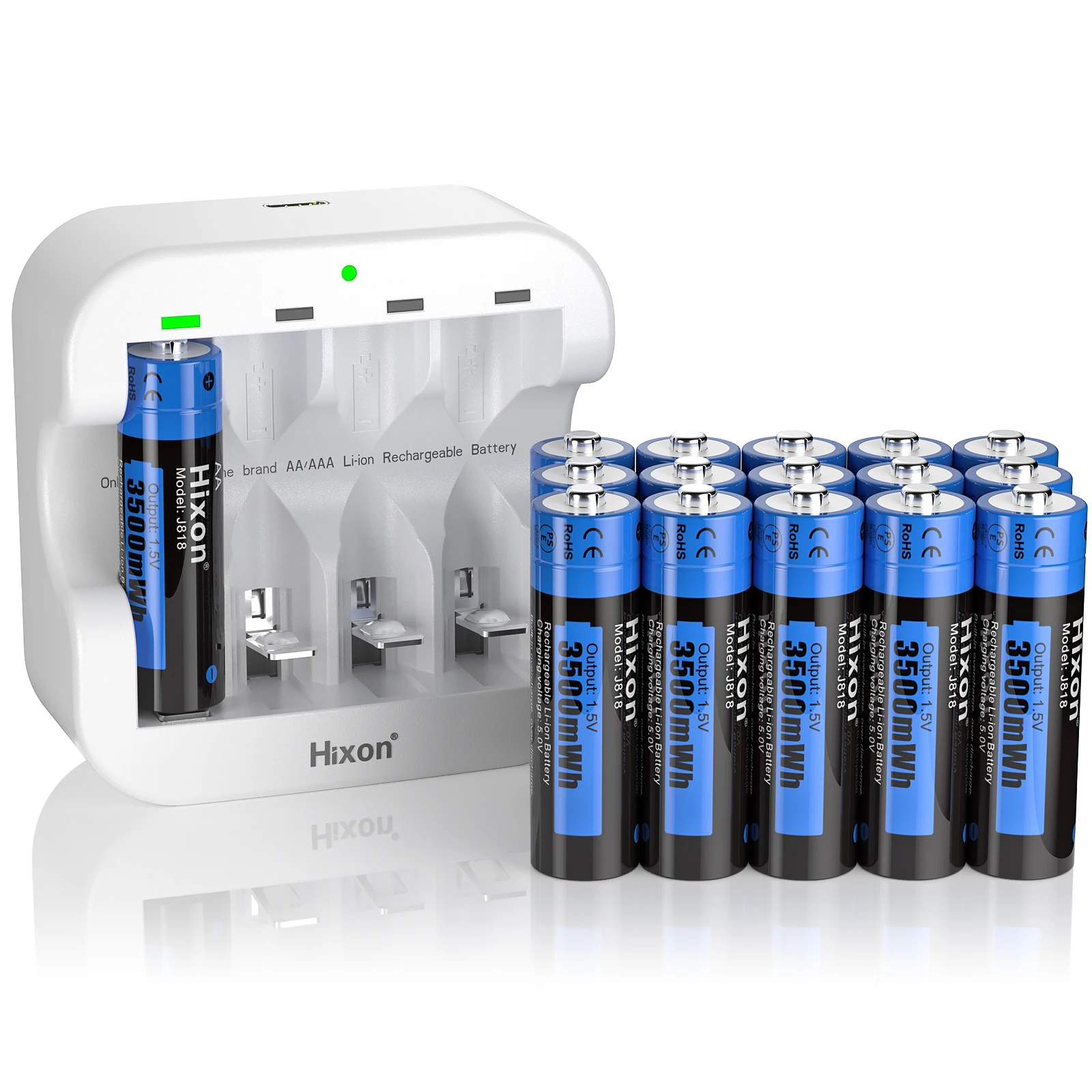 4pc 3500mWh 1.5V AA Lithium Rechargeable Battery , Constant High Efficiency Output 1200 Cycles. Separate Charger Purchase