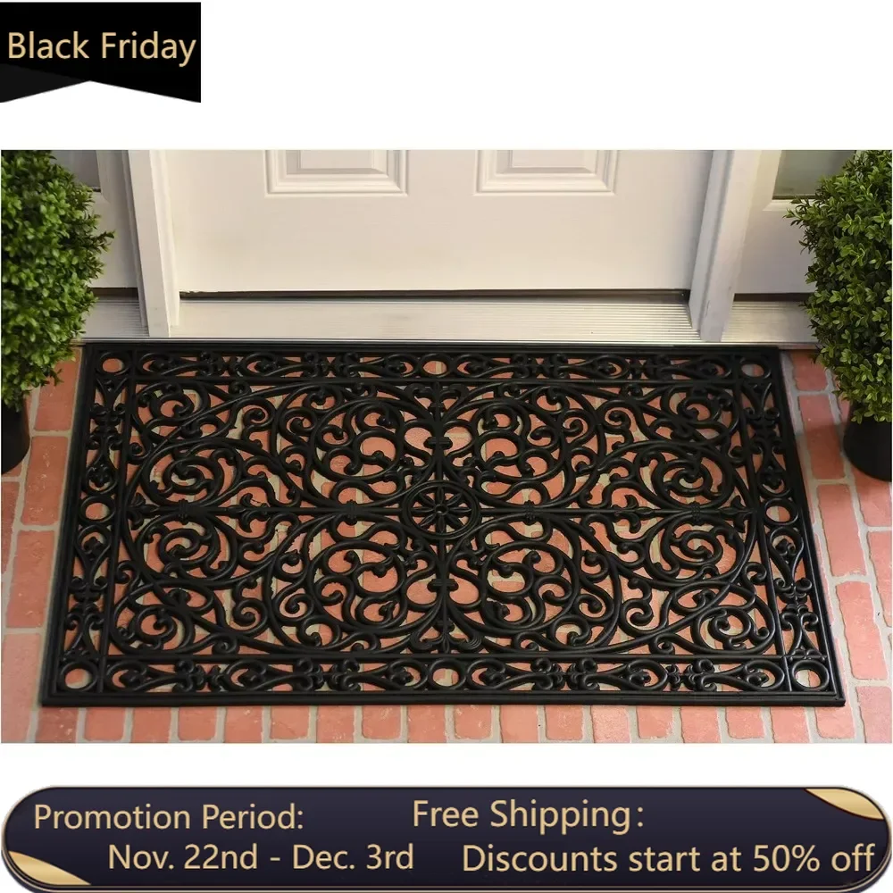 900223672 Gatsby Rubber Doormat, 3' x 6', Black