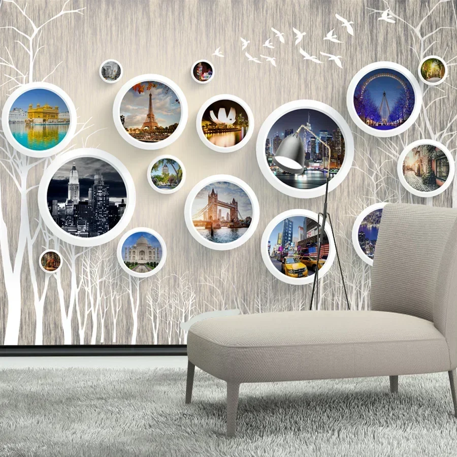 

Обои на заказ, домашний декор, панель, обои, контактная бумага, обои для интерьера гостиной, круг, городская фреска