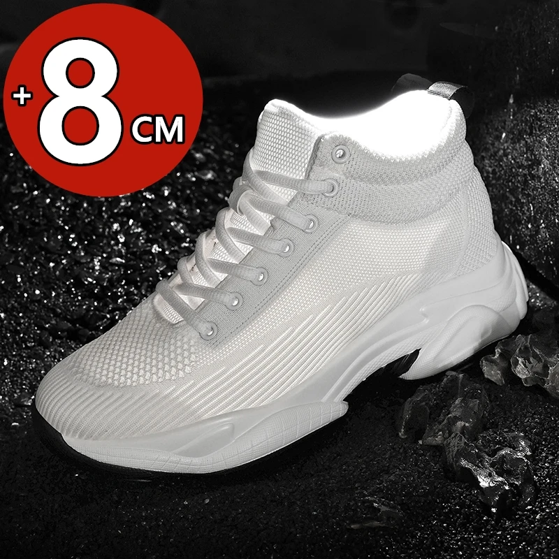 

Big Size Men 8cm Hidden Heel Height Increasing Shoes Summer Breathable Sneakers Comfortable Casual Elevator Shoes Fashion Sports