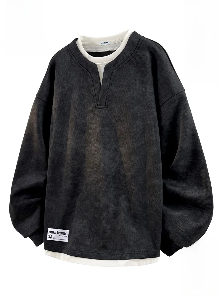 

PaulFrank Winter Thiened Fce Lined Casual Men's Hoodie V-ne Anti-wrinkle Comfortable Polyester Blend Long Sve Sweat...