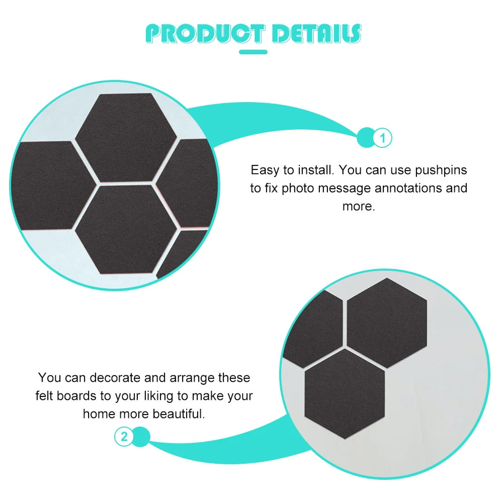 

12 Pcs Hexagonal Felt Wall Stickers Memo Boards Decoration Tiles Bulletin Panels Colorful