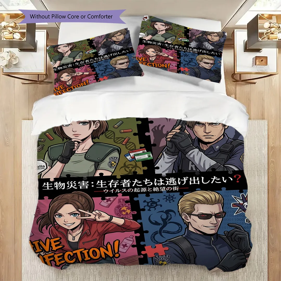 Resident Evil Anime Printed Duvet Cover Set & Pillowcase Daily Use Bedding Nice Fan Gift-kwq364