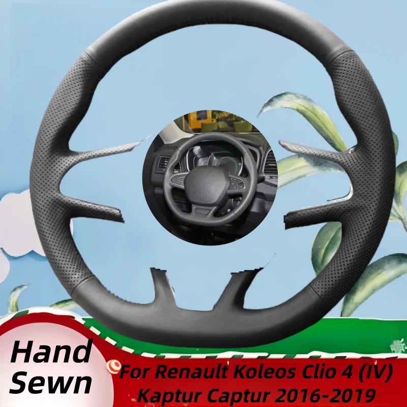 

Hand-Sewn Microfiber Leather Car Steering Wheel Cover For Renault Koleos Clio 4 (IV) Kaptur Captur 2016-2019 Car Accessories