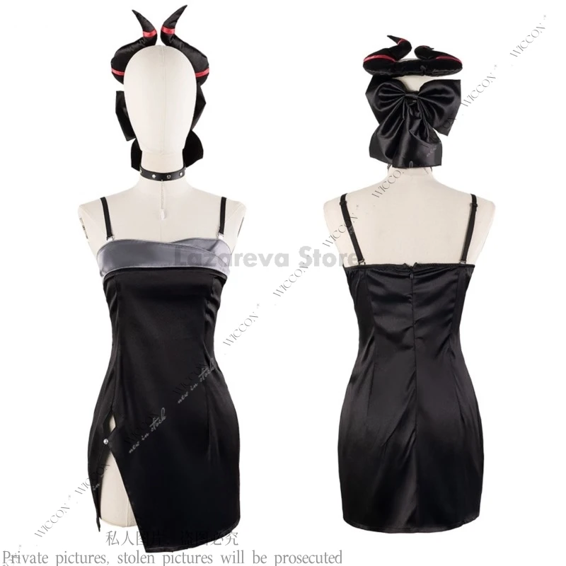 

Kayoko Onikata Anime Game Blue Archive Cosplay Costume Clothing Headwear Sexy Black Dress With Sweater Halloween Woman Dress