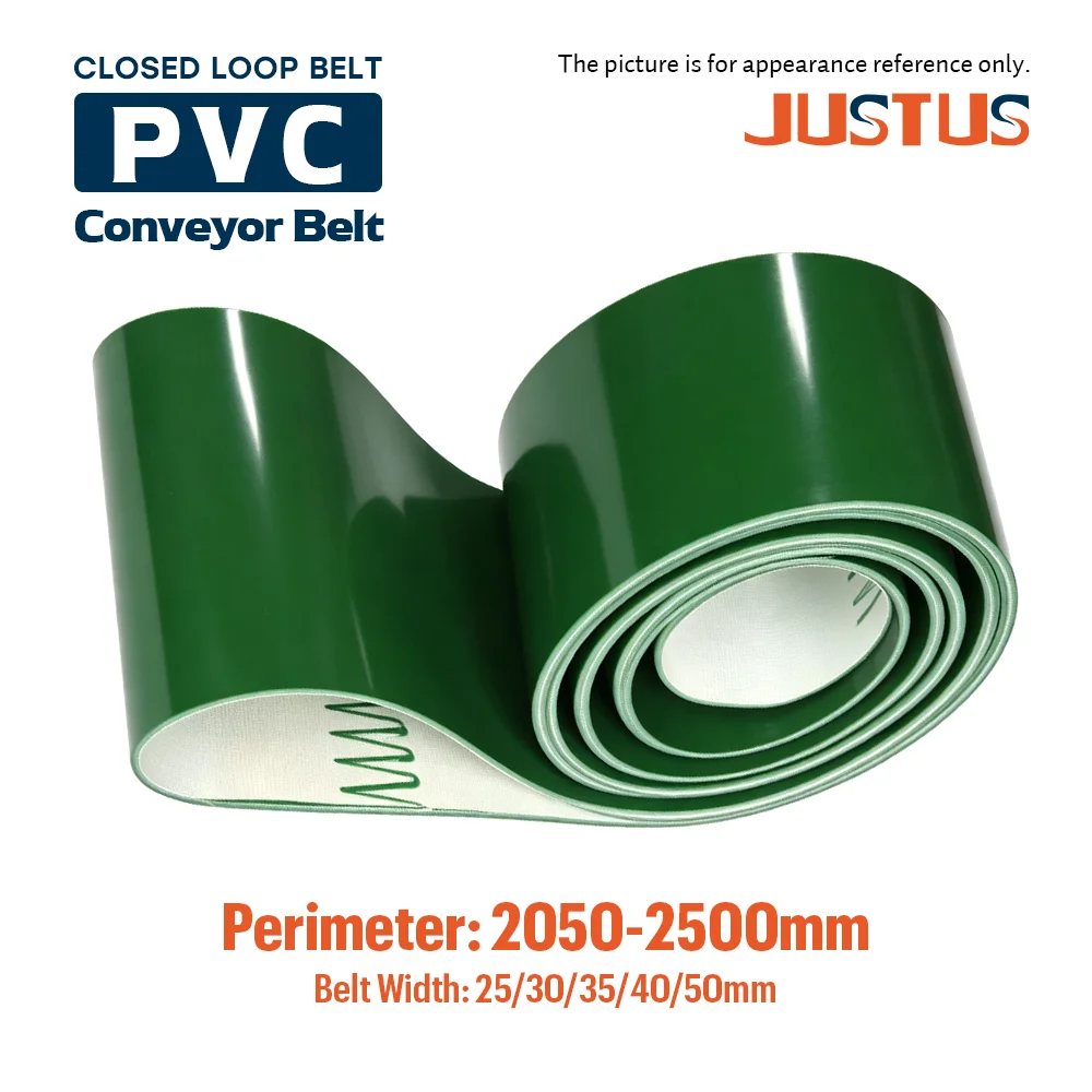 PVC Conveyor Belt Industrial Transmission Flat Belt, Thickness 1-5mm, Width 25-50mm, Perimeter 2050-2500mm, Customizable