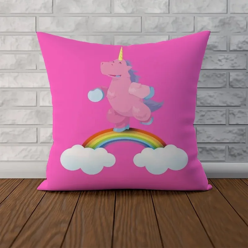 Pink Unicorn Cushion Cover 45*45 Couple Pillow Pillowcases for Pillows 45x45 Cushions Covers Pilow Cases Pillowcase Decor 40x40