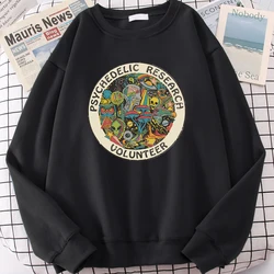 Psychedelic Research Volunteer Colourful Retro Print Man Hoody Vintage Fashion Long Sleeves Comfortable Clothing Men Sweatshirts