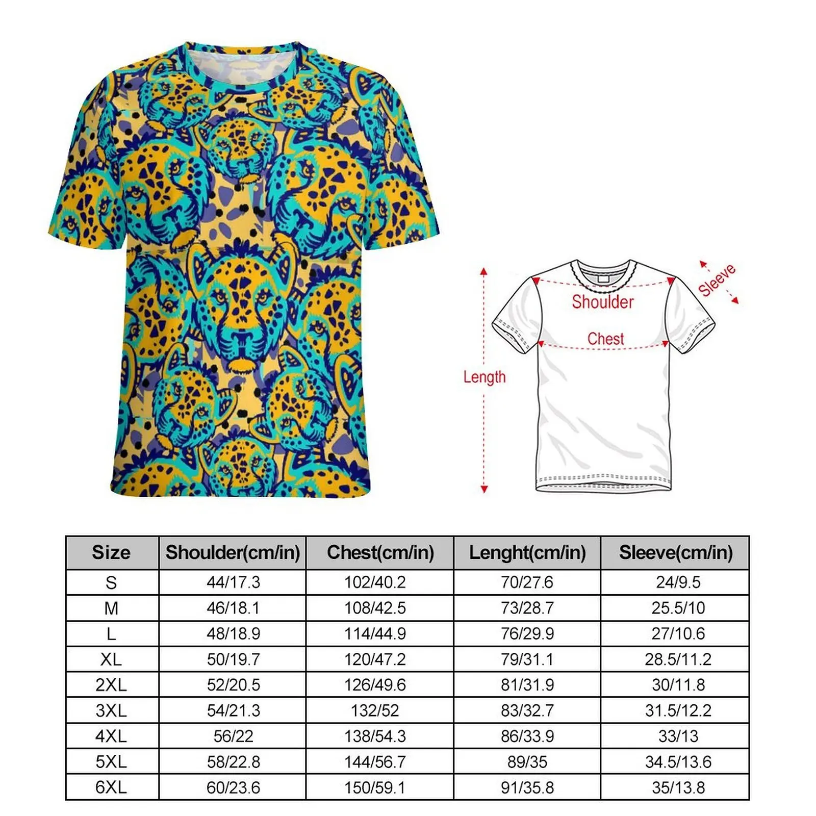 Man Vibrant Tiger Head T-Shirt Abstract Art Retro T Shirts Short-Sleeved Custom Tops Hot Sale Summer Basic Plus Size Tees