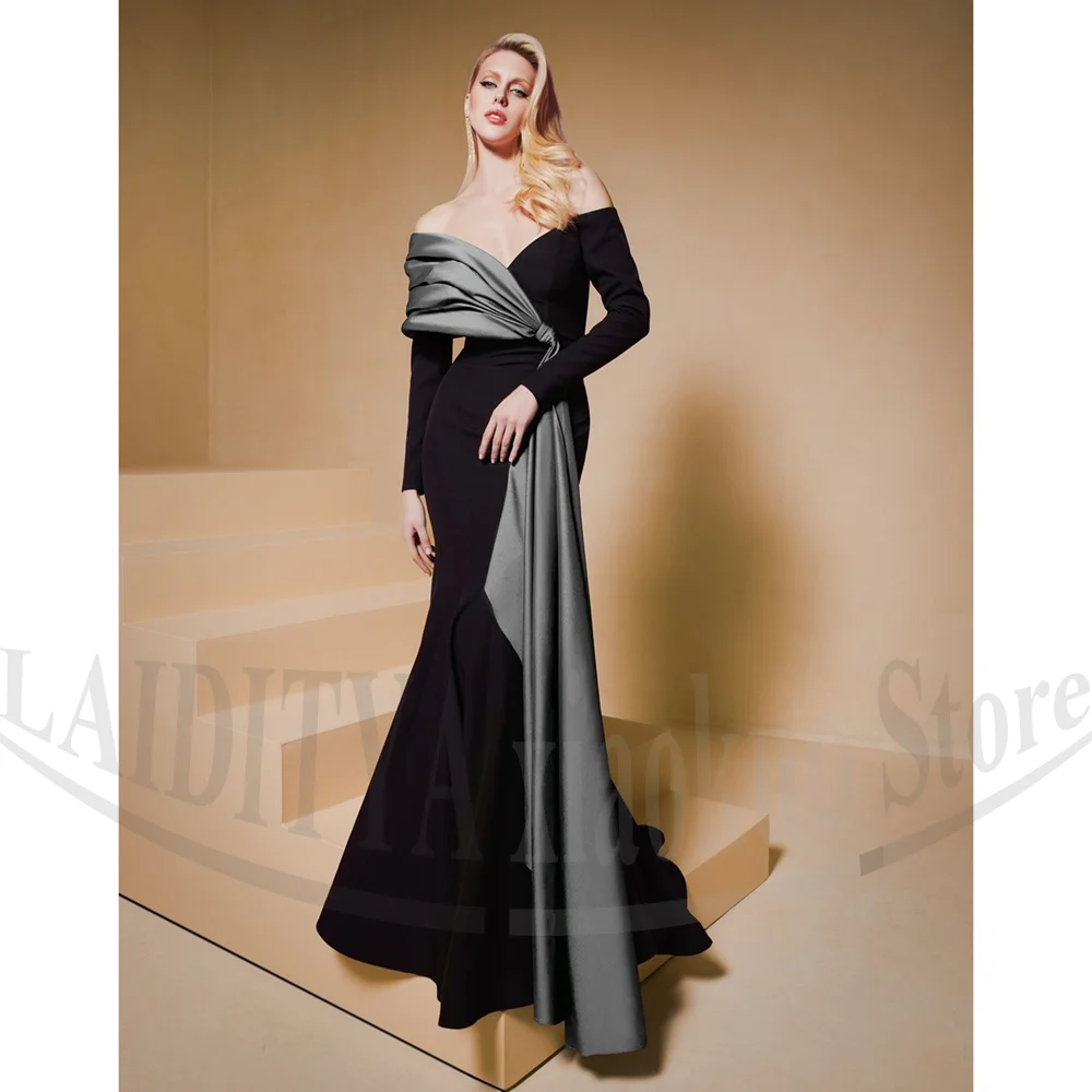 Vestidos de noite chique fora do ombro plissado sereia vestidos de baile até o chão elegante 2025 cocktail vestidos de festa de aniversário