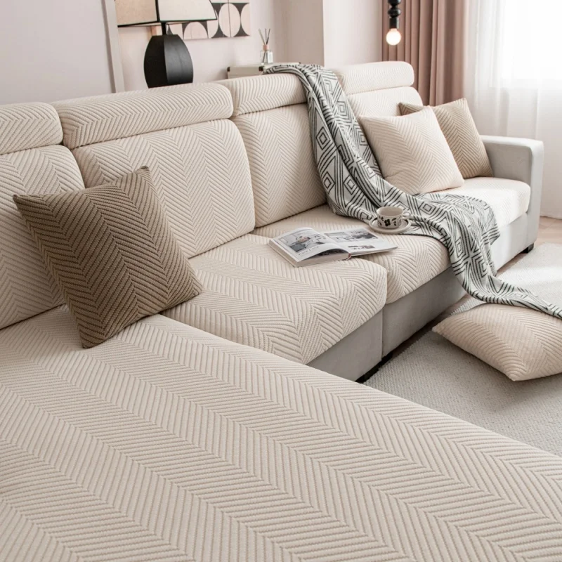 Jacquard Velvet Sofa Cushion Cover Universal Full Coverage Simple Anti-slip Sofa Pad Elastic Sofa Hat Chaise Lounge Slipcovers