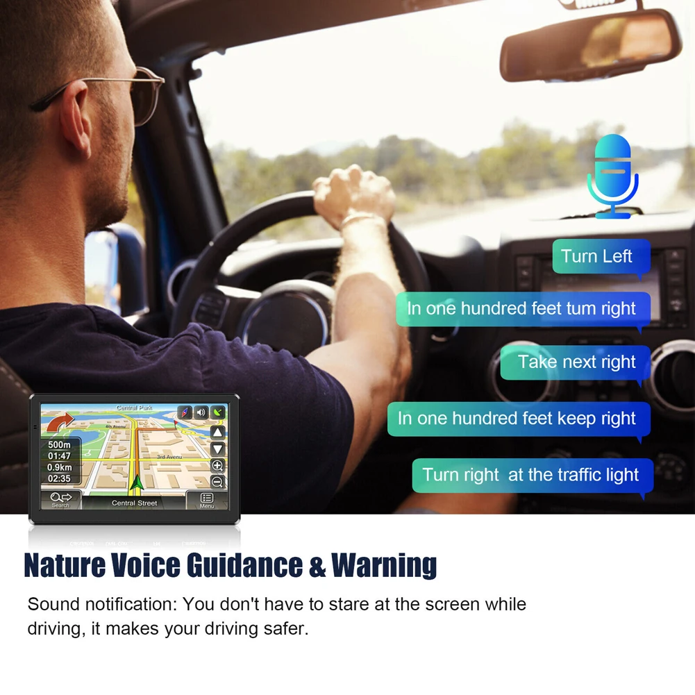 Car GPS Navigator 256MB+8G 7 Inch HD Car GPS Navigation Built-in Speaker Sat Nav Touch Screen Australia North America Europe Map