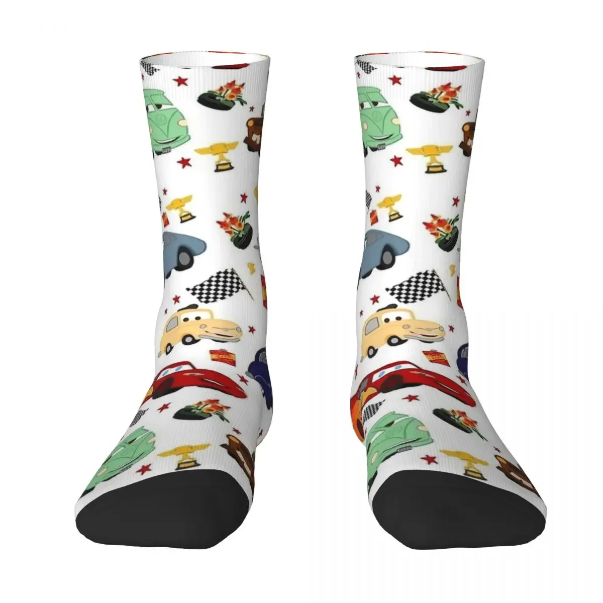 

Life Is A Highway Lightning Socks Men's Women's Casual Cars Socks Harajuku Spring Summer Winter Middle Tube Socks Gift