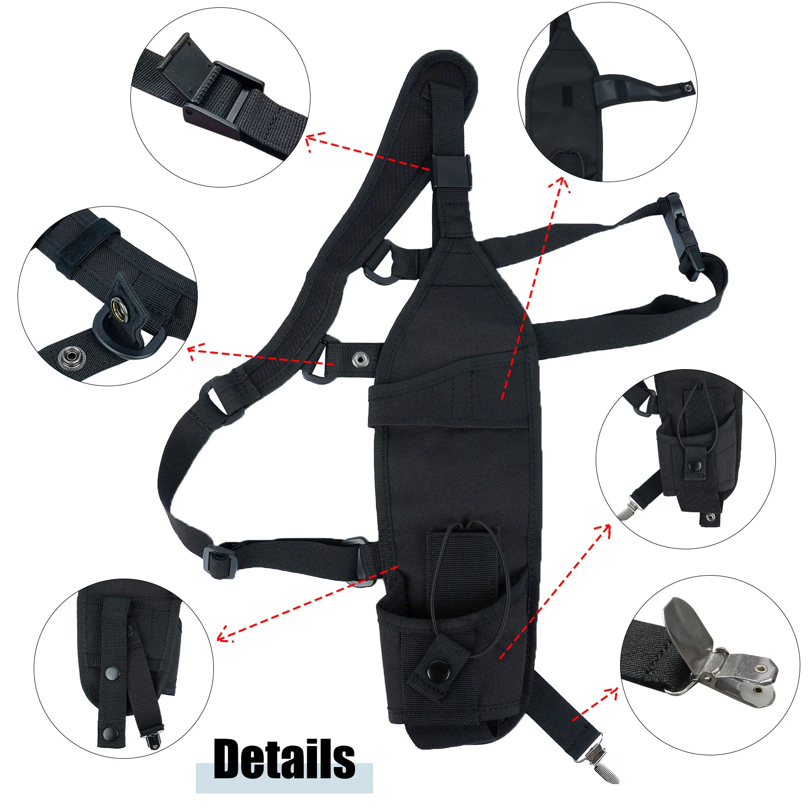 KUNN Universal Single Side Radio Shoulder Harness Holster,Two Way Walkie Talkie Holder for Motorola,Baofeng