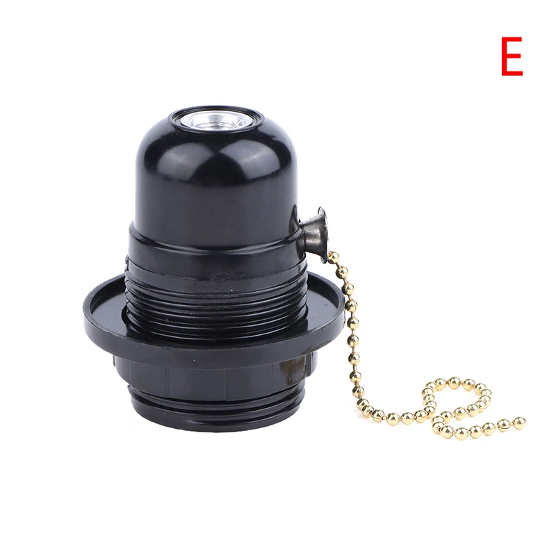 (YY) 1 قطعة 2025 جديد E27 الباكليت الذاتي قفل ضوء الجسم مع سستة التبديل قاعدة مصابيح E27 حامل مصباح الأسنان الكامل مع زر الضغط