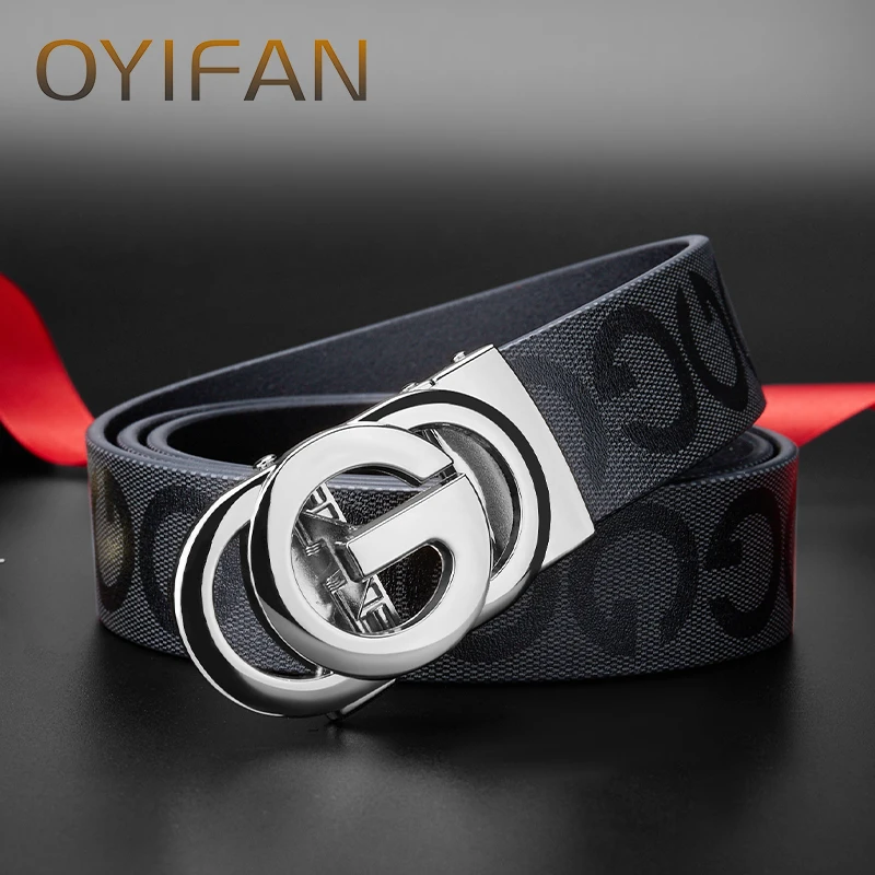 Men\'s genuine leather belt, ratchet belt, fashionable designer belt, men\'s popular style, high-quality genuine cowhide, durable
