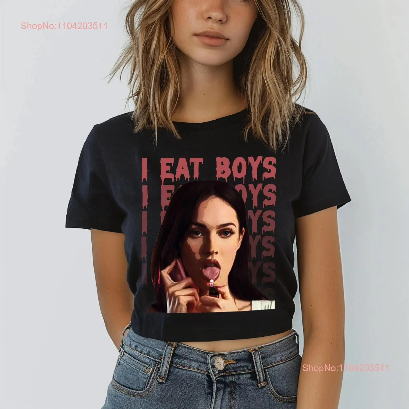 Jennifer Check Crop Top Horror Jennifers Body Cropped T Shirt long or short sleeves