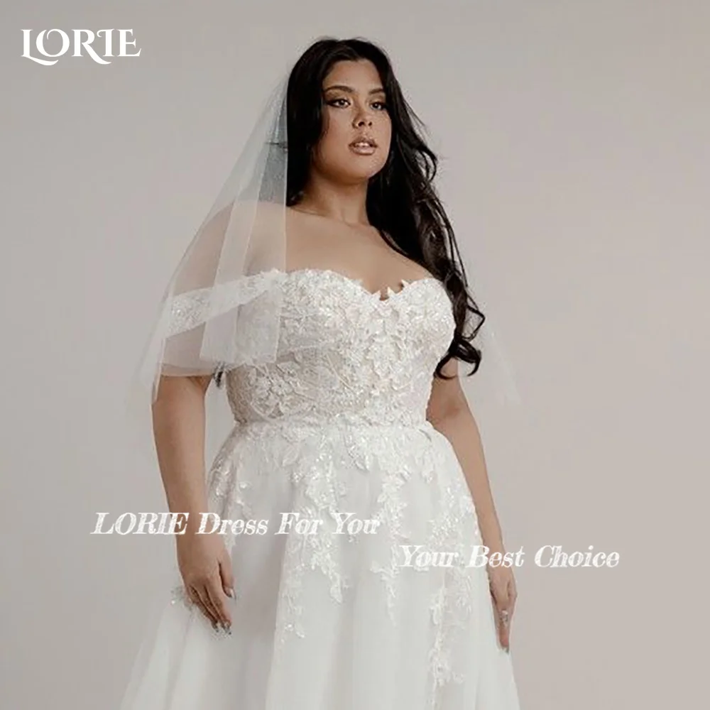 

LORIE Bohemia Plus Size Wedding Dresses Lace Sweetheart Flower Appliques Bridal Gown A-Line Beach Wedding Party Dress customized