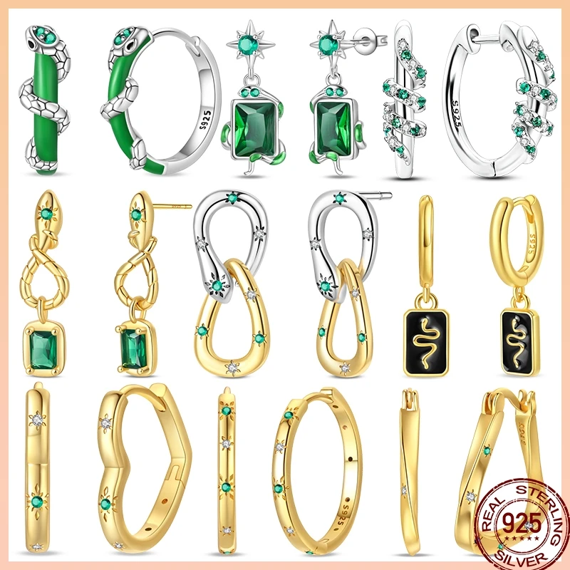 2025 neue 925 Sterling Silber Schlange Serie Charm Ohrringe frauen Gold Edelstein Glänzenden Zirkon Tragen Schmuck Jahrestag Geschenk