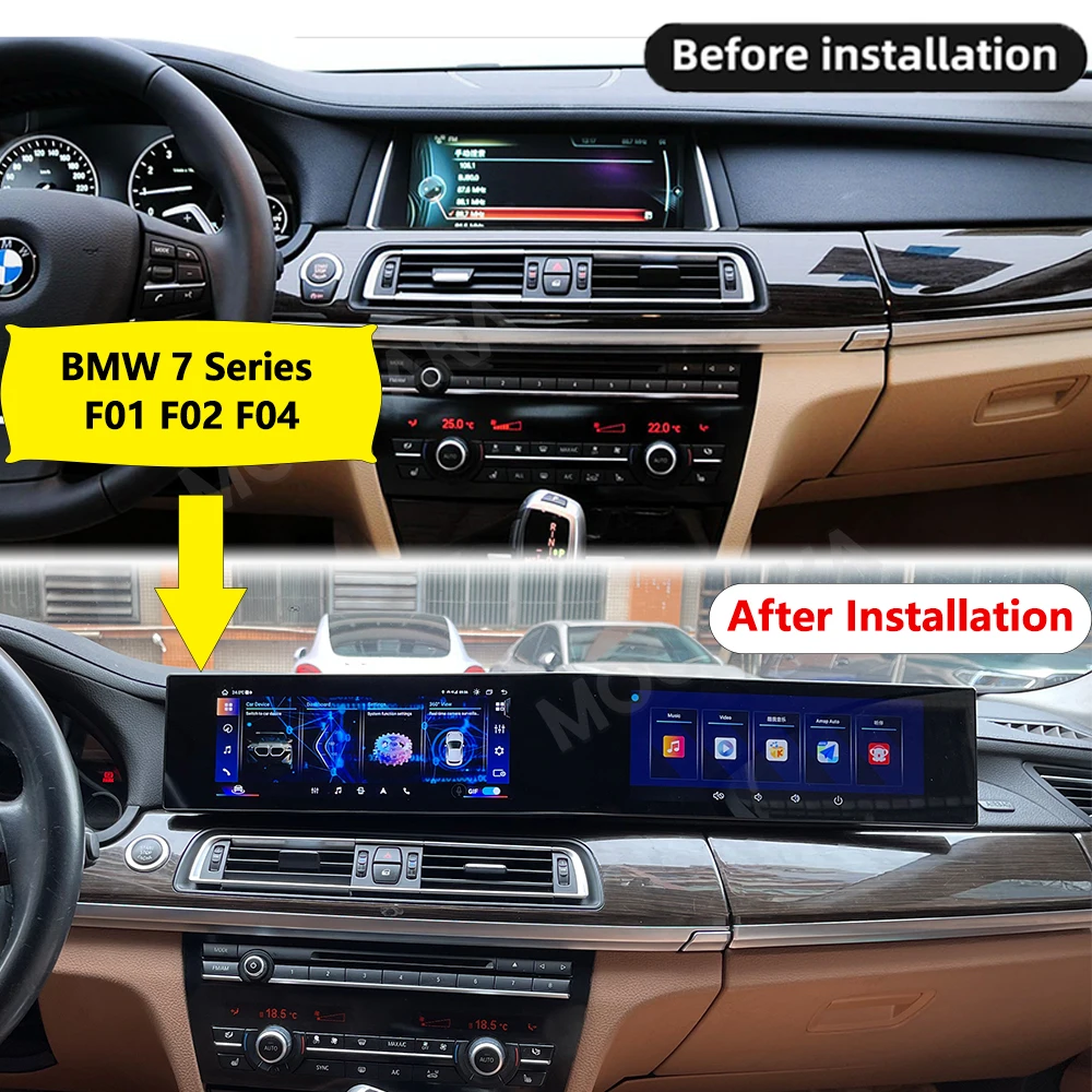 Dual Screen Android 13 Car Radio For BMW 7 Series F01 F02 F04 NBT CIC 2009-2015 GPS Navigation Stereo CarPlay Audio Stereo BT