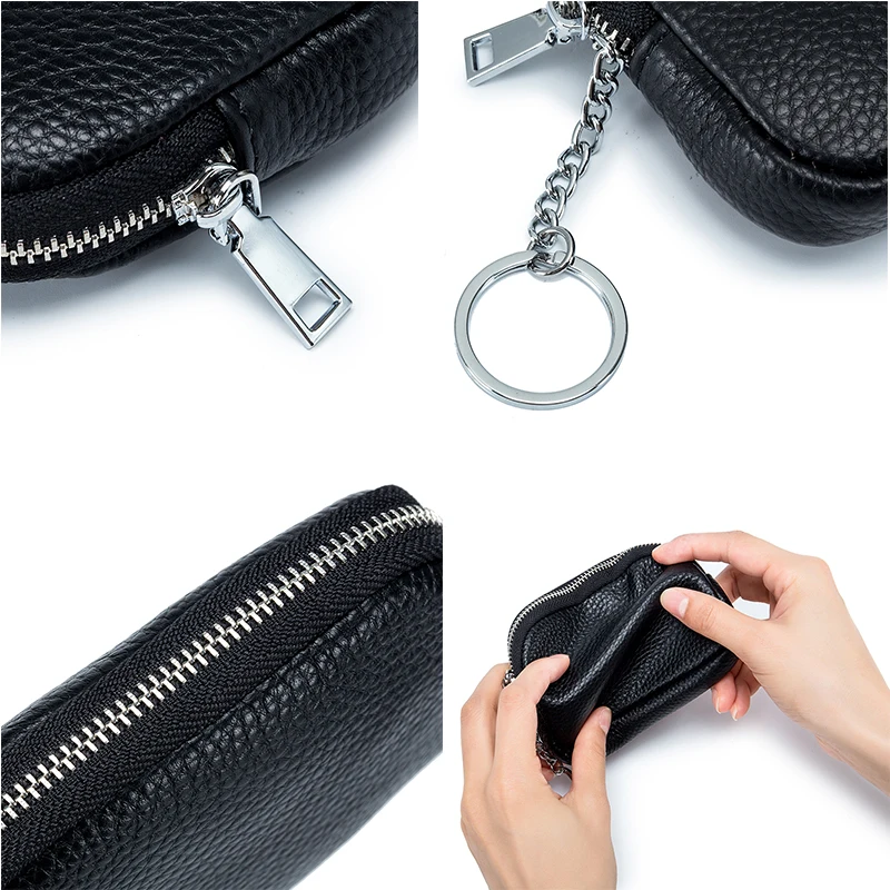 Fashion Soft Genuine Leather Coin Purse Mini Small Women Wallet Zipper Keychain Clutch Bag Cute Children\'s Key Holders Handbags