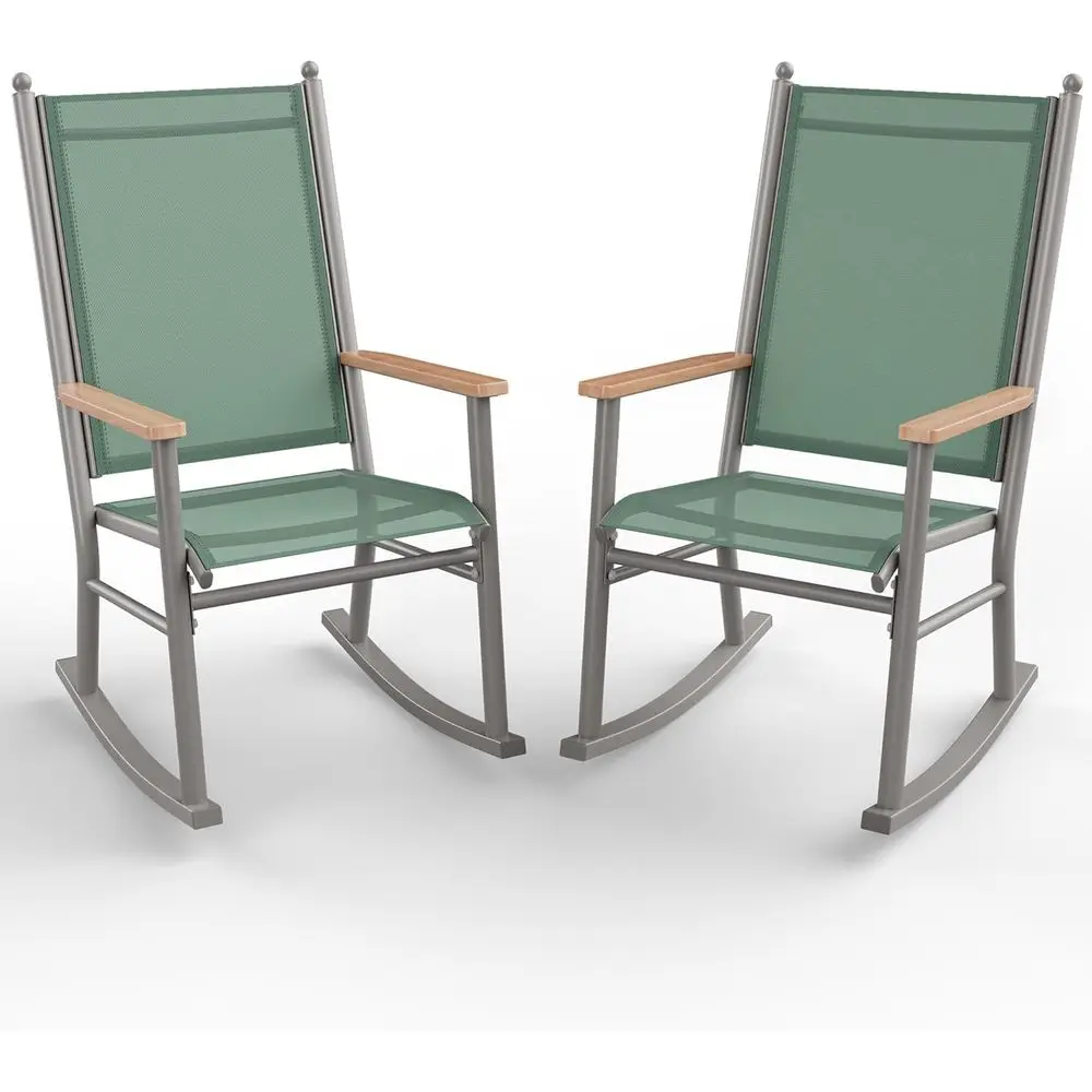 2 Pcs Outdoor Rocking Chairs t,Upgraded High ack Patio Rocking Chairs t,reathale Textilene aric Rocking Chair or Porch,Patio,Gar