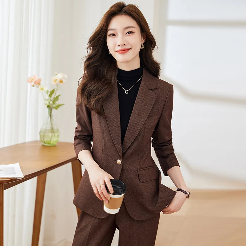 

Autumn Winter Women Formal Business Suits with Pants and Jackets Coat OL Styles Fashion Elegant Professional Pantsuits