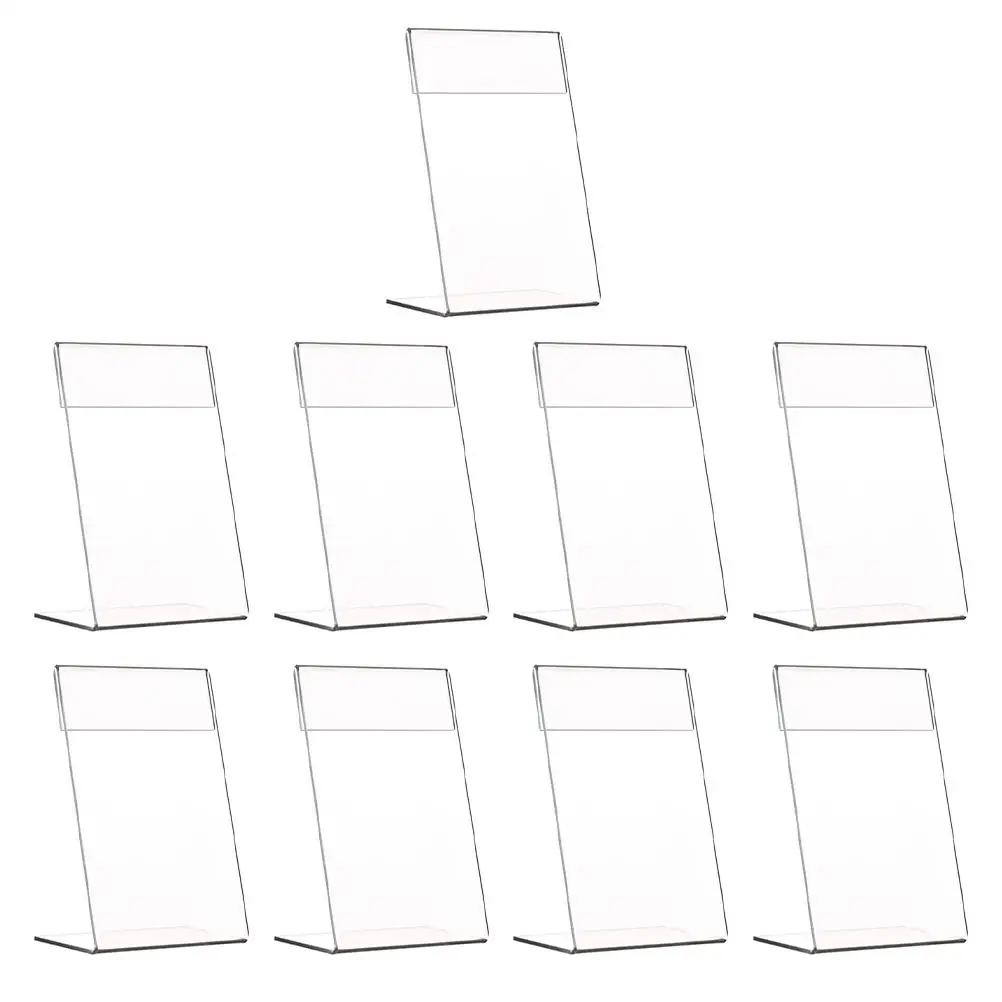 9 Pcs Acrylic Price Tags L shaped Sign Holders Slanted Display Stands Desktop Storage Rack Office Monitor Stand Practical