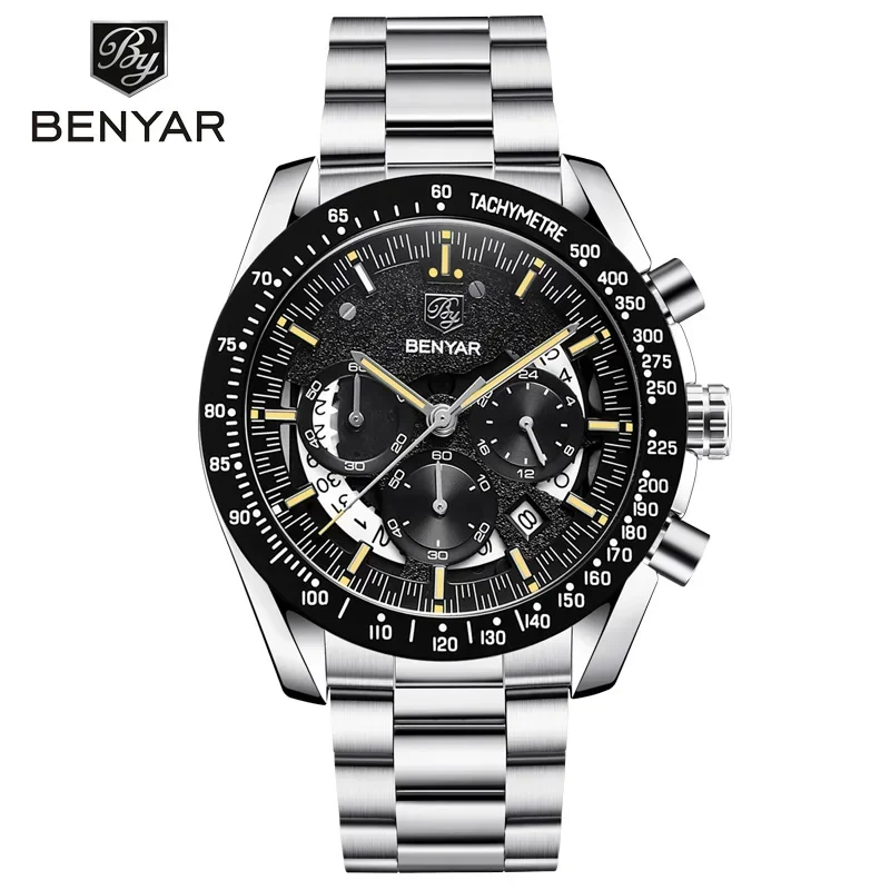 BENYAR Men's Watches Quartz Wristwatch Mens Watches Top Brand Luxury Watch Men Sport Military Watch Men Chronograph Reloj Hombre