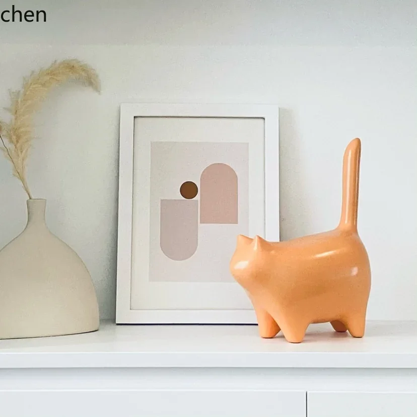 

minimalist modern light luxury home living room kitten TV cabinet desktop decoration creative cute kitten ornament