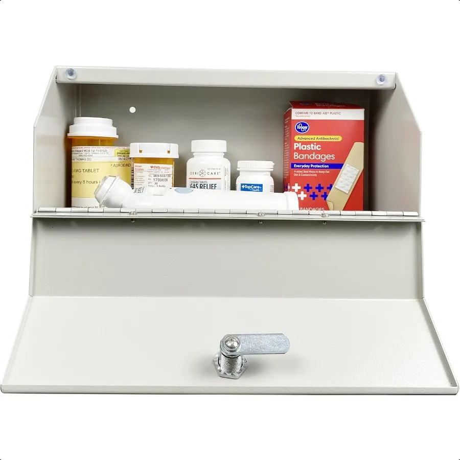 Caja de bloqueo para almacenamiento seguro de medicamentos, botiquín bloqueable con organizador a prueba de niños, montado en la pared para prescripciones Persona
