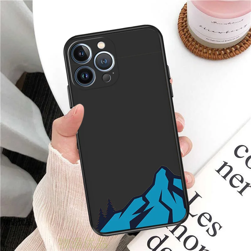 Phone Case for iPhone 16ProMax 14 13 15 Pro Max 12 11 XR SE 7 8 16 Plus Snow Mountain Volcano dune Soft Black Silicone Cover