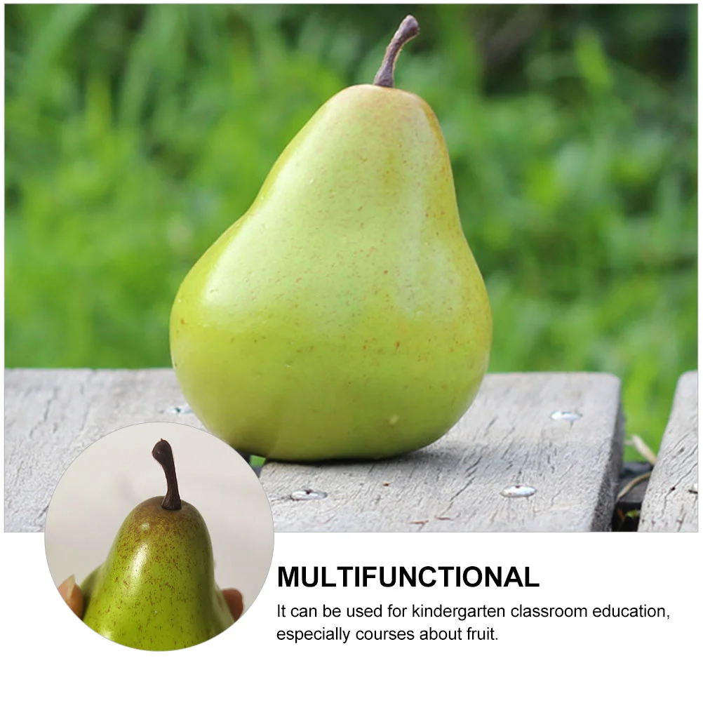 4 Pcs Simulated Green Pear Fruit Teaching Aids Models Props Simulation Foam Decor