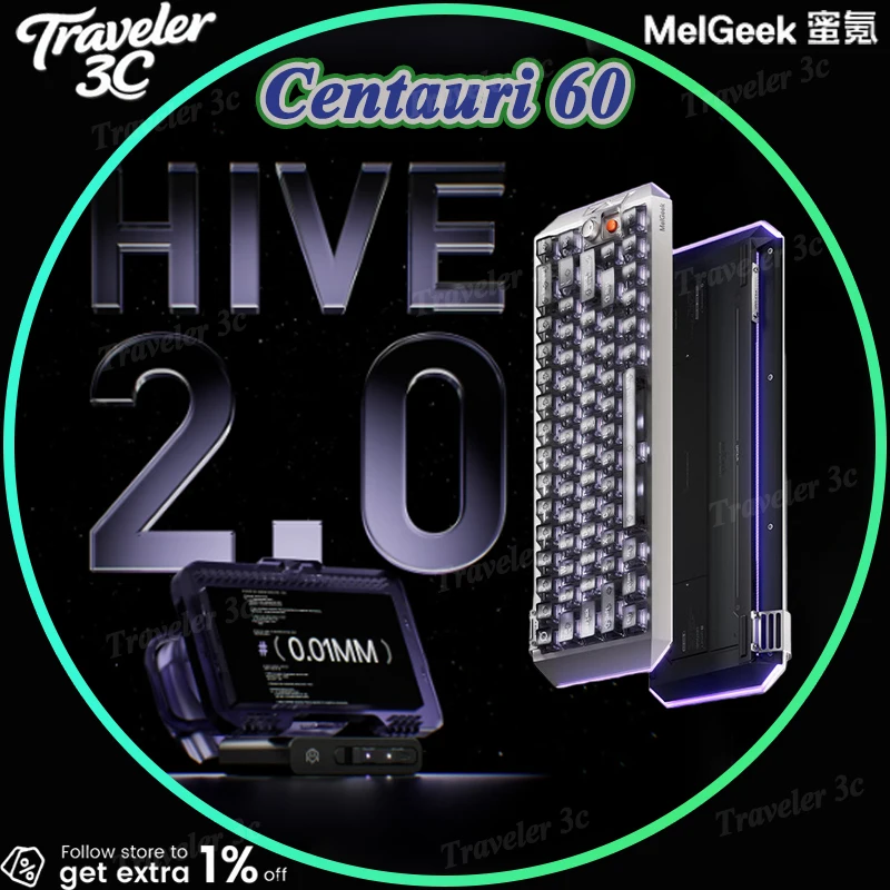 

NEW MelGeek Centauri 60 Magnetic Switch Gaming Keyboard 60% TTC Flagship Hall Effect Switch 5 MCU Design 0.01mm Rapid Trigger