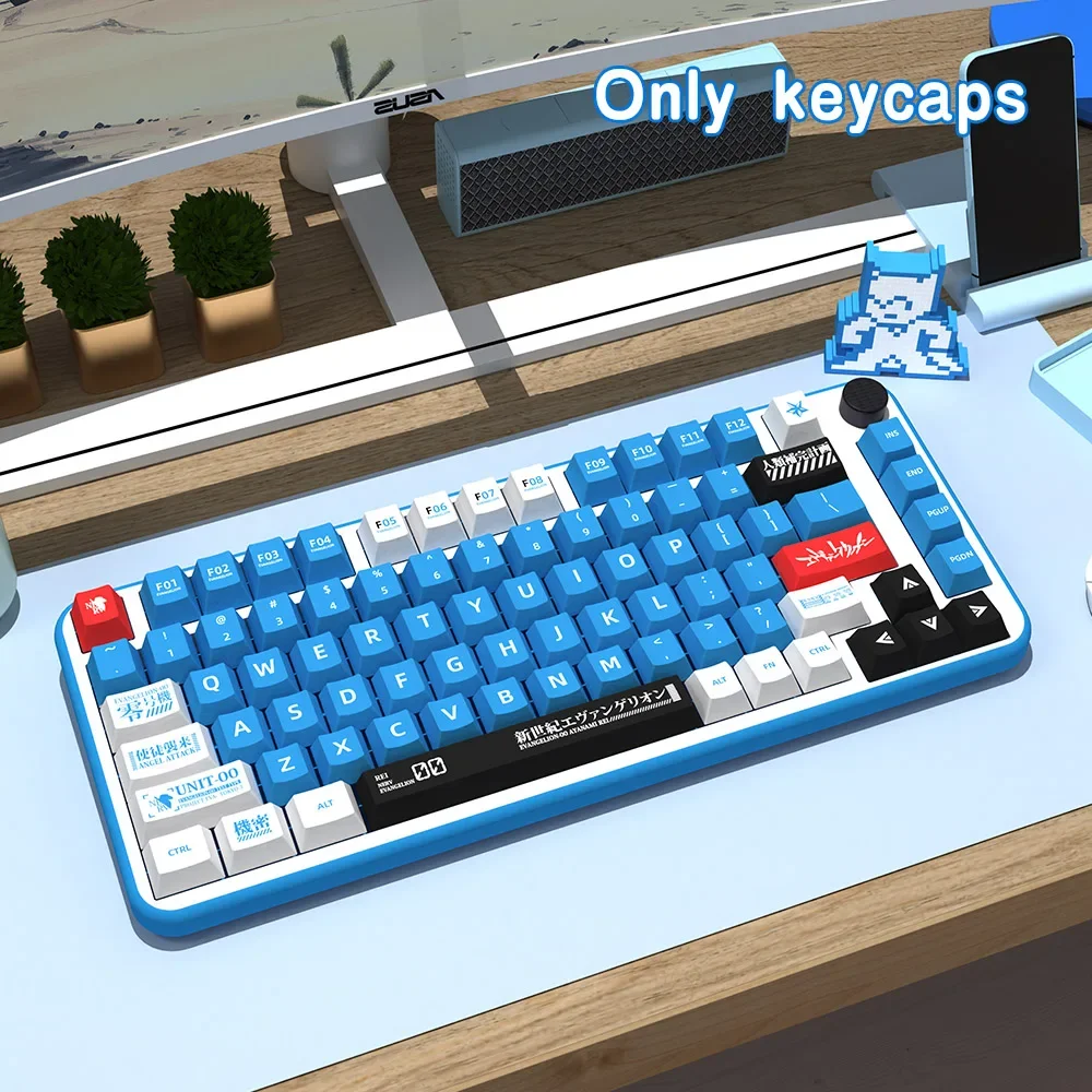 

Mechanical Keyboard Key Cap, PBT 156 Keys, EVA-00 Keycaps, Cherry Profile, DYE-Sub, MX Switch with 6.25U 7U Space Bar, 1.5U Ctrl