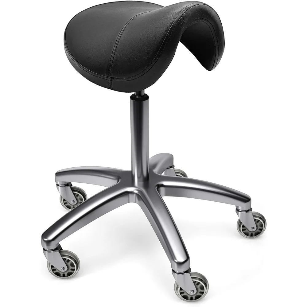 

Saddle stool chair, used for cutting in massage clinics, spa salons, saddle rolling stool with wheels, adjustable height (black)