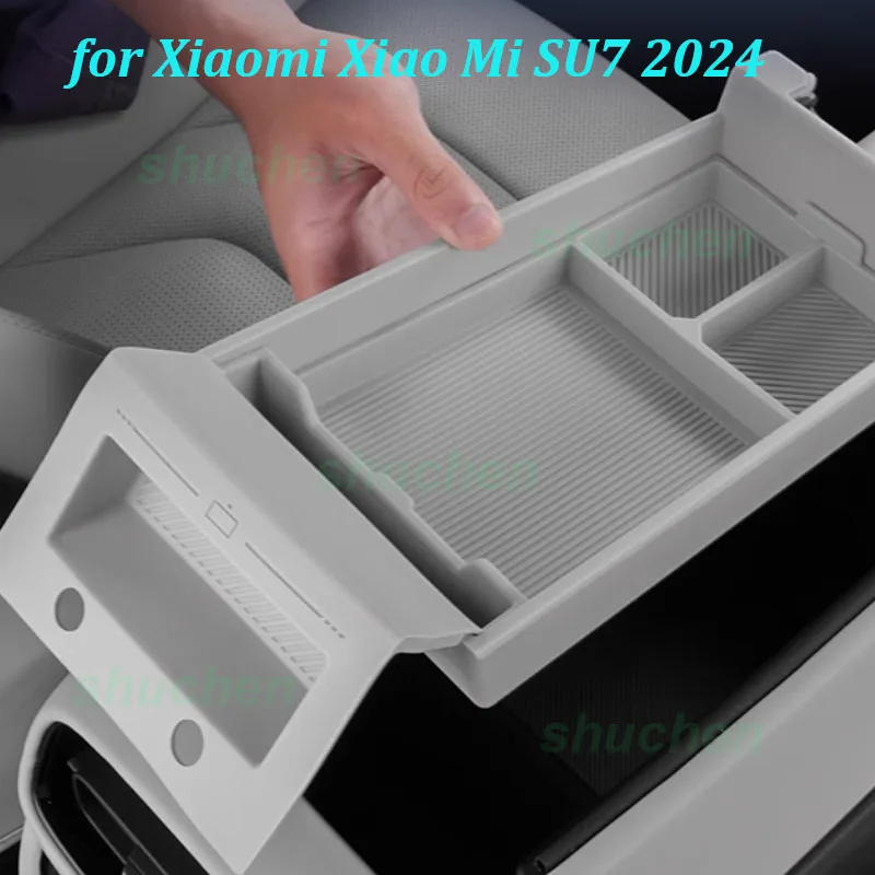 

Car Armrest Storage Box for Xiaomi Xiao Mi SU7 2024 Central Armrest Double-deck Silicone Storage Box Interior Accessories