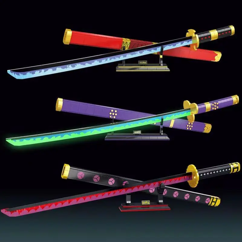 4 Type Creative Swordsman Roronoa Zoro Sword Katana Building Blocks Luminous Construction Bricks Toys Gift For Children Kids