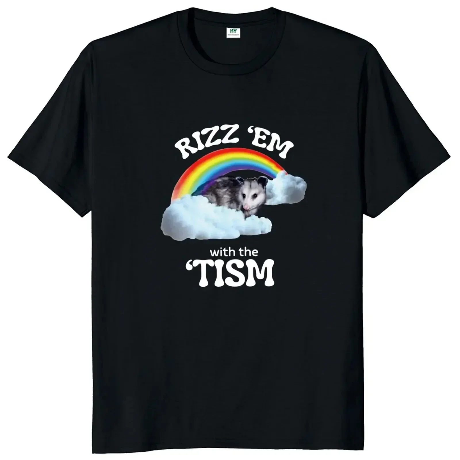 Rizz Em With The Tism T-shirt Autism Fun Opossum Meme Autism Gift T-shirt Neutral Casual O-neck T-shirt Extra Large