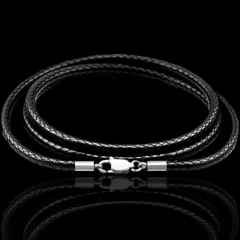 Leather Cord Waxed Rope Chain Necklace for Women Men Pendant with Stainless Steel Lobster Clasp Connector Snake Collar 40-70cm