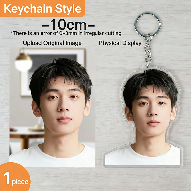 Cute Personalized Photo Keychain Gift Dog Cat People Photo Tag Customized Items Pendant Key Ring Bag Charm Accessories Wholesale