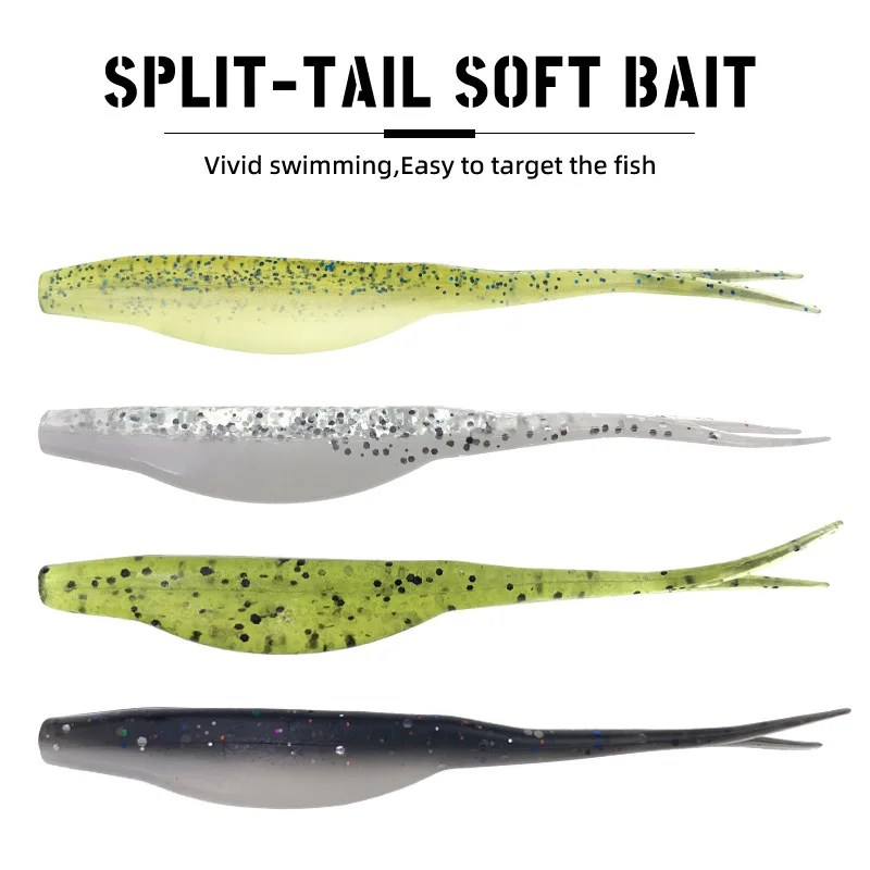 

Small Fork Tail PVC Soft Worm Lures 9.5cm 4.5g Bionic Artificial Baits For Bass Mandarin Fish Freshwater Fishing Tackle