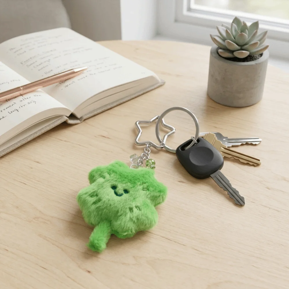 Smiling Face Keychain Elastic PP Cotton High-Quality Fuzzy Bag Charm；Pendant Skin-Friendly Ultra Soft